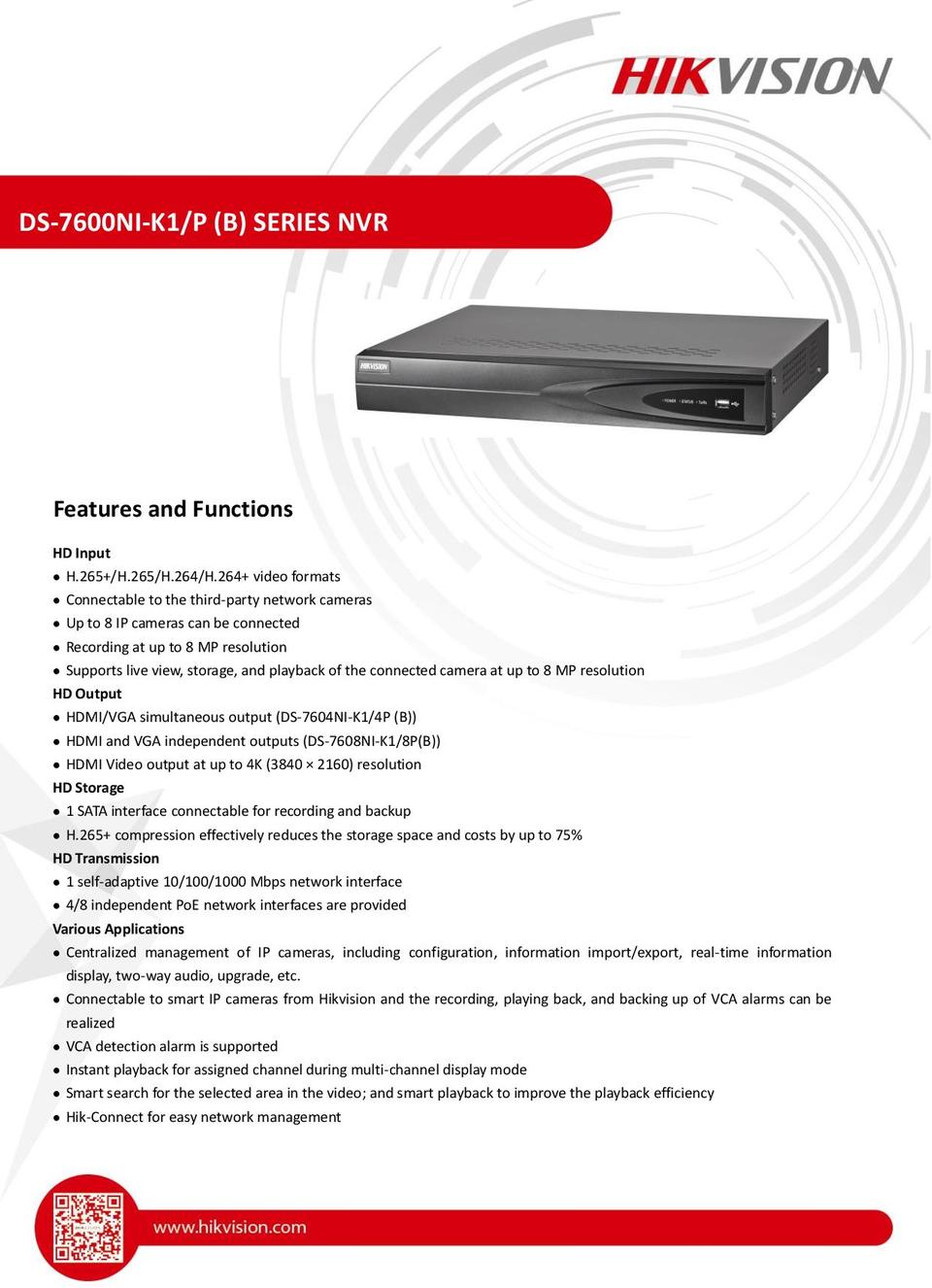 Hikvision DS7604NIK1/4P 4CH IP NVR Includes 3TB Hard Drive DSI Hikvision DS7604NIK1/4P 4CH IP NVR Includes 3TB Hard Drive DSI